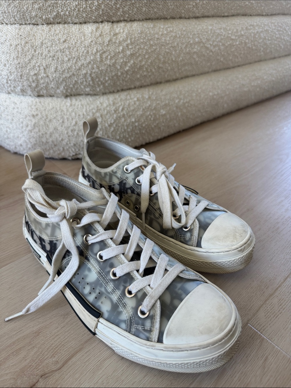 Dior Low-Top Sneakers in Cream & Gray